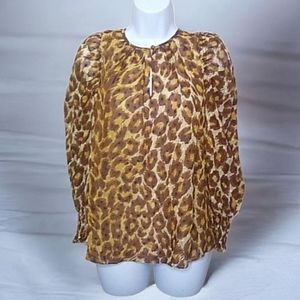 Kate Spade Panthera Chiffon Leopard Print Blouse